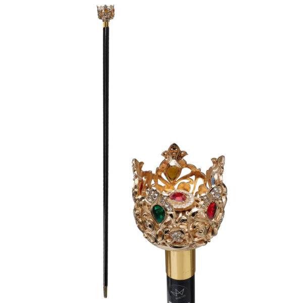 Elegant walking stick with 18k gold-plated jewel handle and Swarovski gemstones.