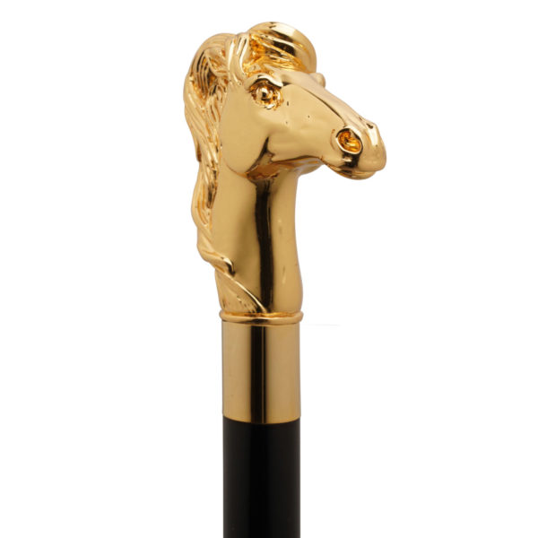 Walking Sticks Bastone con impugnatura placcata oro 18k modellata a mano cavallo selvaggio