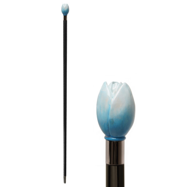 Walking Sticks Bastone con impugnatura modellata e dipinta a mano tulipano azzurro