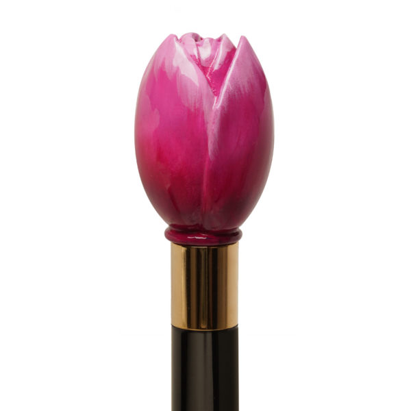 Walking Sticks Bastone con impugnatura modellata e dipinta a mano tulipano magenta