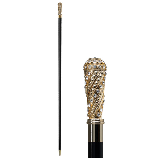 Walking Sticks Bastone con impugnatura placcata oro 18k modellata a mano milord torciglione swarovski